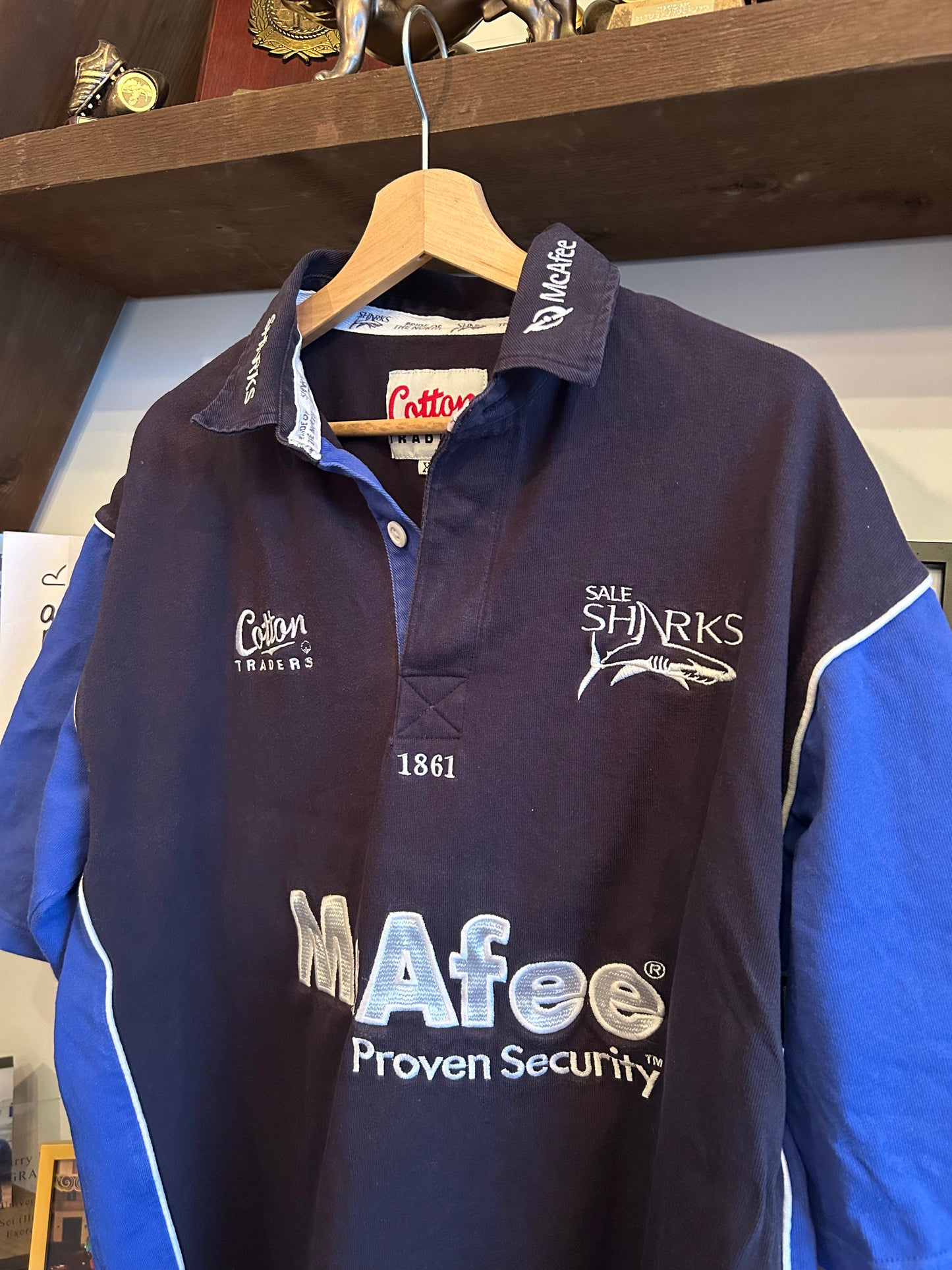 Cotton Traders Sale Sharks Vintage Rugby Shirt - Extra Large