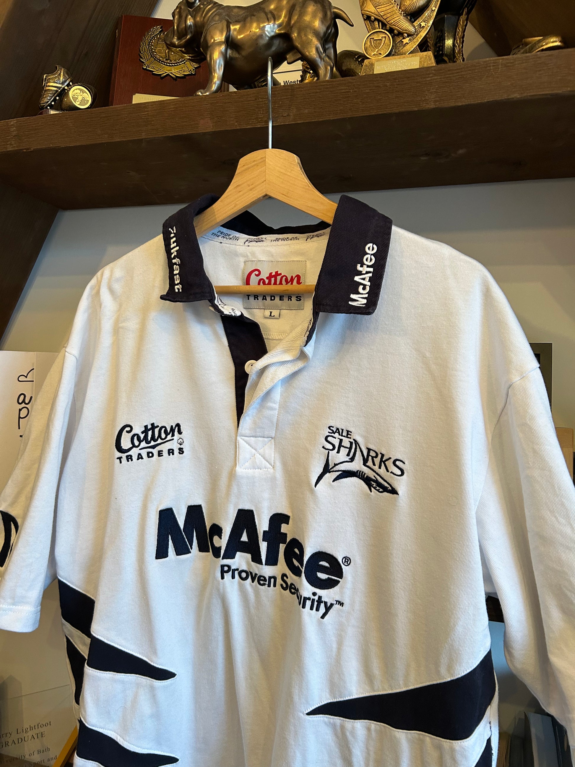 Cotton Traders Sale Sharks Vintage Rugby Shirt - Large 